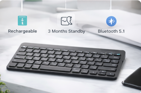 Slim Bluetooth Wireless Keyboard for Tablet, Laptop & Phone